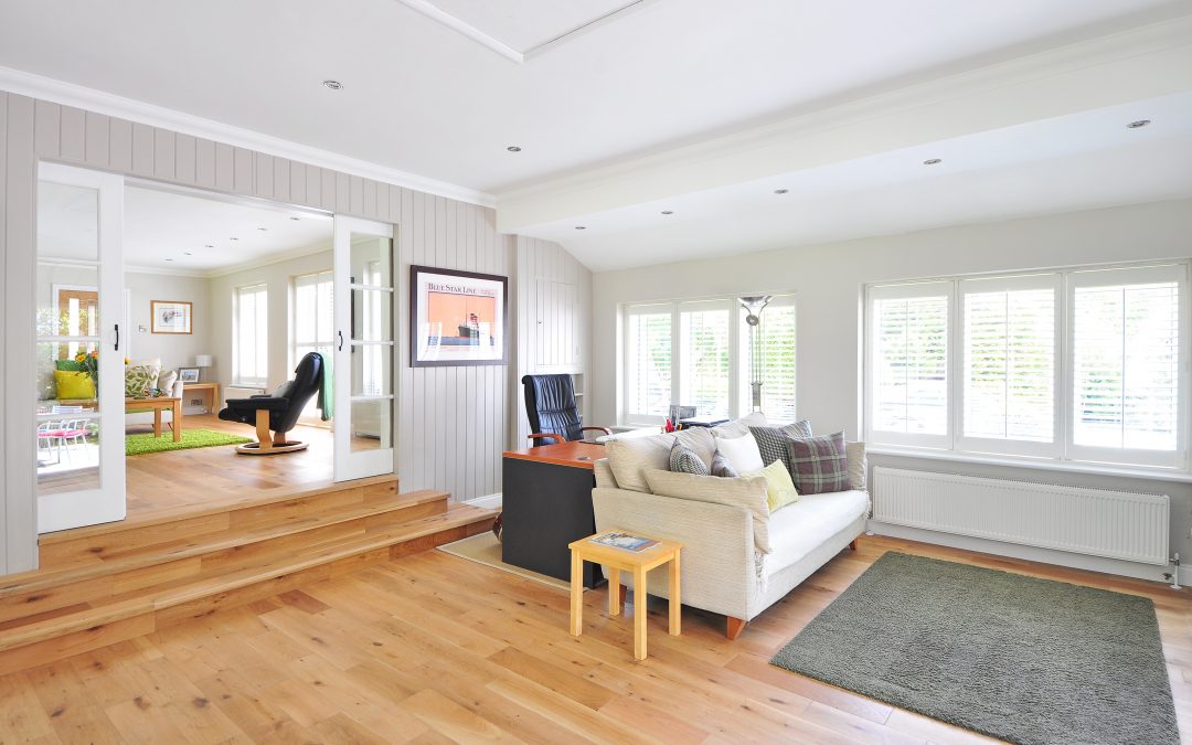 open plan living property staging with polished floors